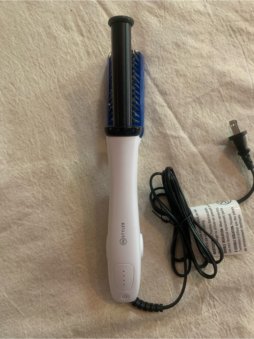 InStyler Wet to 2 Dry Rotating Curling Iron Brush 3/4" White/Blue EUC - Picture 3 of 8